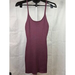 Aster Ribbed Knit Mini Dress Plum Purple Bodycon Spaghetti Strap Small